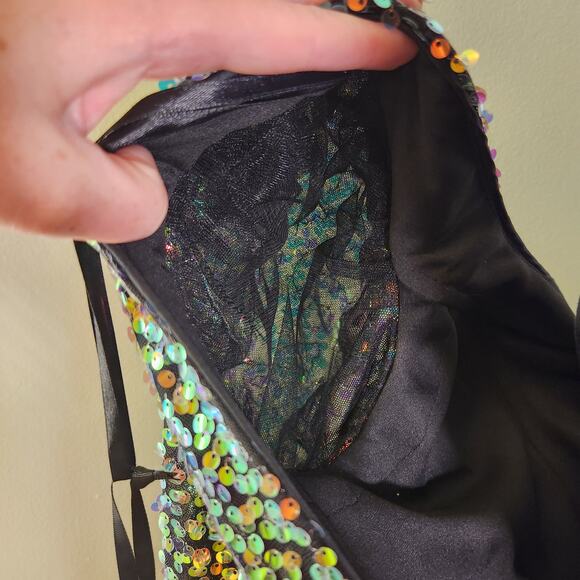 ALYCE PARIS V-Back Long Sleeve Dress in Dragon Scale, Size 6 - Picture 14 of 15